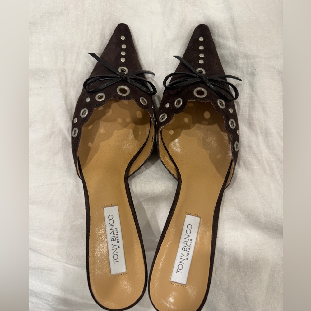 NWT Tony Bianco Shae Mule in Espresso Suede